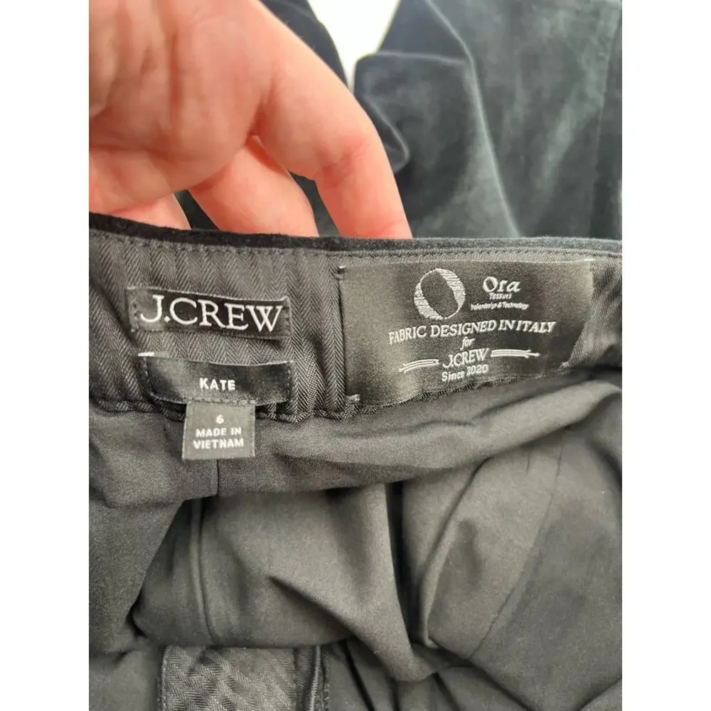 J. Crew Kate slim-fit pant in velvet black sz 6‎